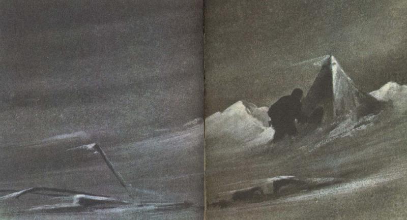 wilson fangade med stor inlevelse dramatiken och ogastvan ligheten i polarlandskapet i manga av sina skissr ovan ses en isformation pa rossons strand, william r clark